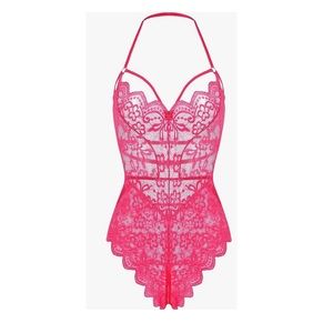 LOLLO VITA TEDDY HALTER LACE BODYSUIT BABYDOLL.SIZE SMALL